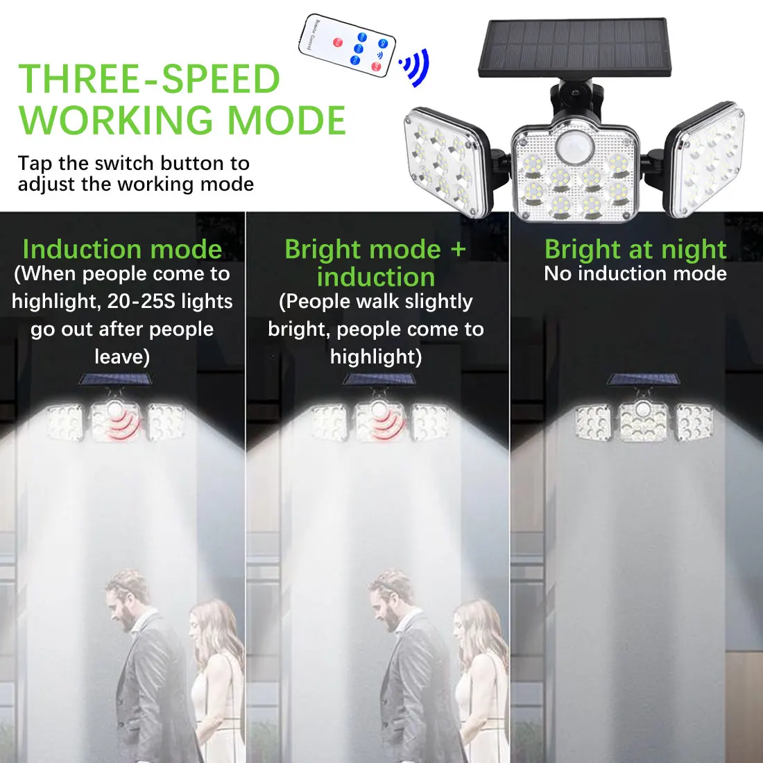 

New Solar Lights Adjustable Heads Solar Lamp IP65 Waterproof Solar Motion Sensor Light Wide Angle Illumination for Garage Garden