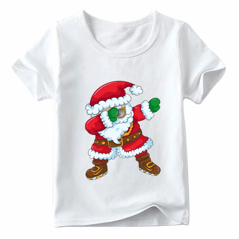 

Kids Cartoon Merry Christmas Dabbing Santa Pattern T Shirt Baby Girls Summer White T-shirt Boys Casual Funny Clothes