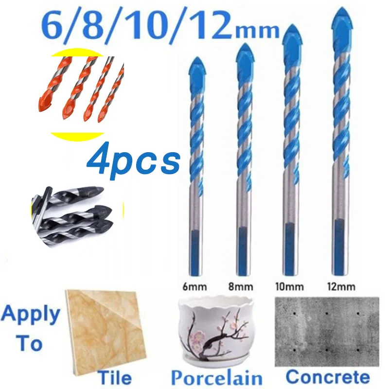 

4PCS ​Multi-function alloy king drill Set Wall bit Triangle tile bit