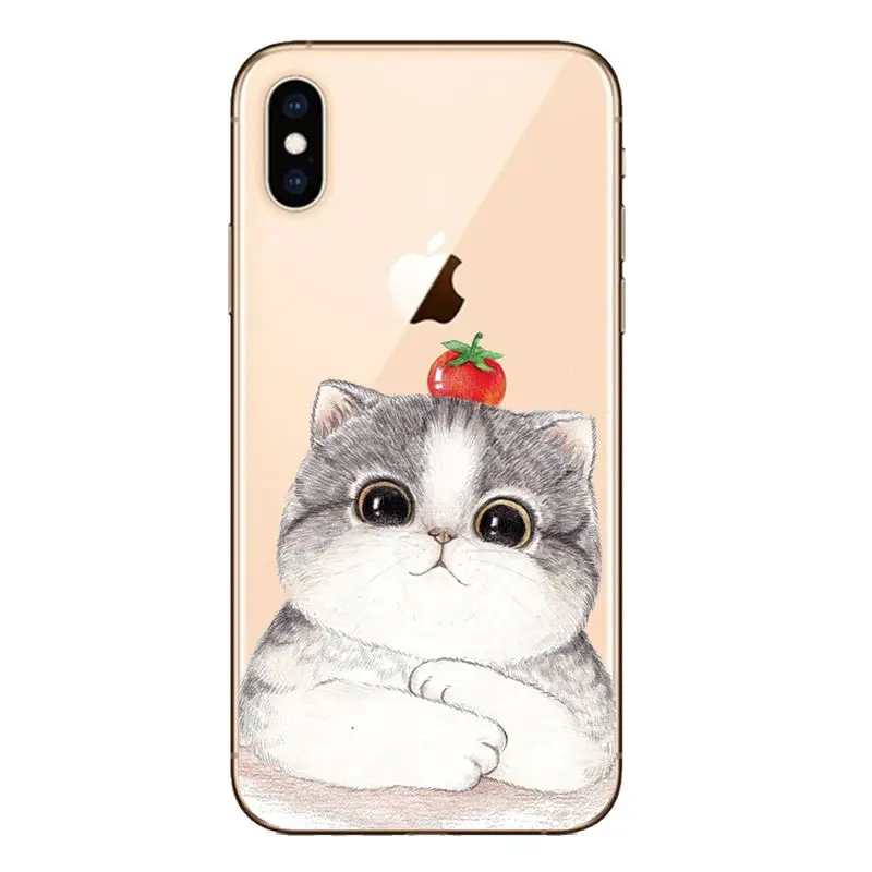 Cartoon Phone Case For iPhone 11 Pro X XS Max XR Cute Cat Cover 5 5S SE 8 7 6 6S Plus Soft Silicone Transparent | Мобильные телефоны