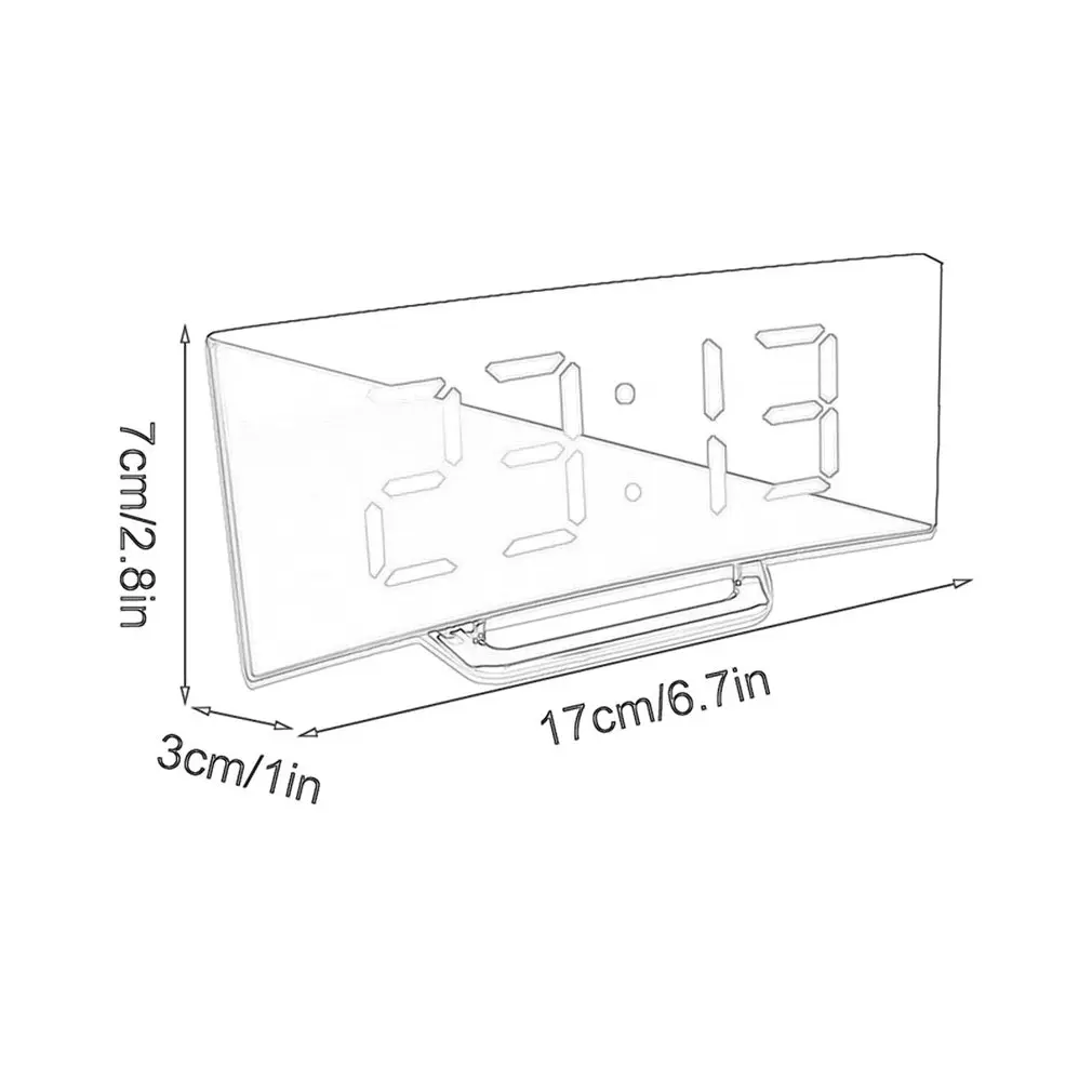 

Alarm Clock Digital Large Curved Screen LED Mirror Clock Snooze Function USB Charging Suitable for Living Room Bedroom