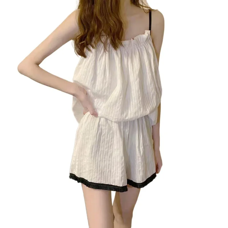 

Женский пижамный комплект в Корейском стиле, повседневная Милая жилетка и шорты, 2 предмета, женская пижама большого размера 5xl, одежда для с...