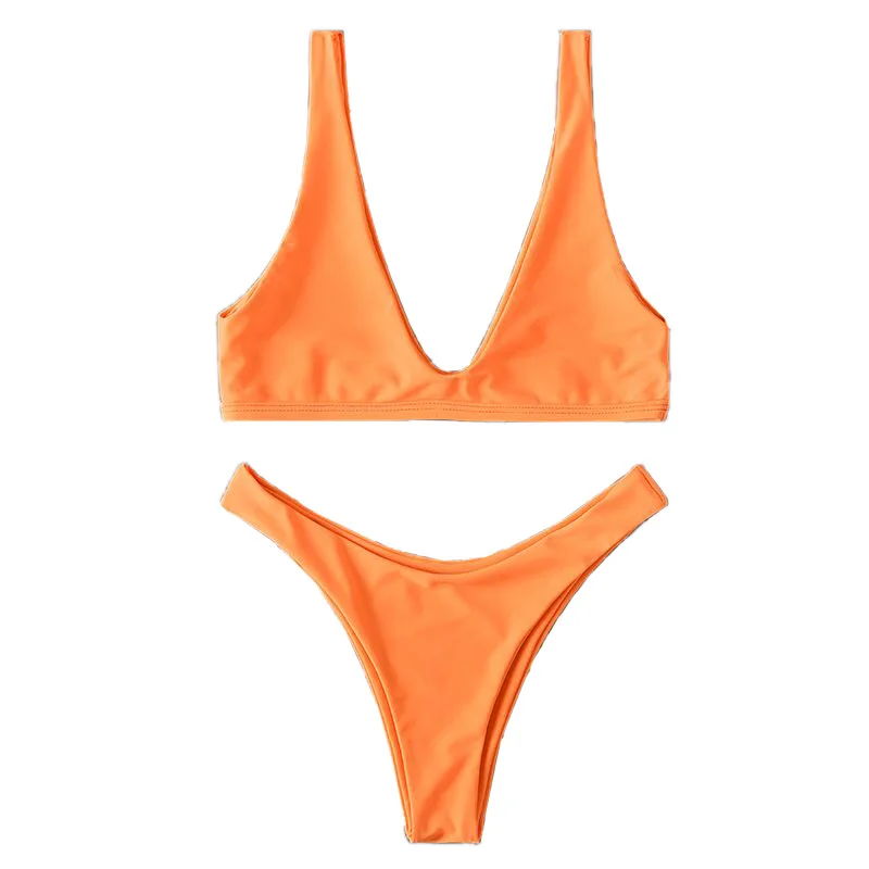 

2020 solid color two-piece swimsuit, high-waisted bikini, swimsuit, Swimsuit, Brazilian bikini