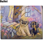 5D алмазная живопись сделай сам, мопс и такса, собака, животные, полная квадратная Круглая Мозаика Ручной работы, вышивка, домашний декор, подарок