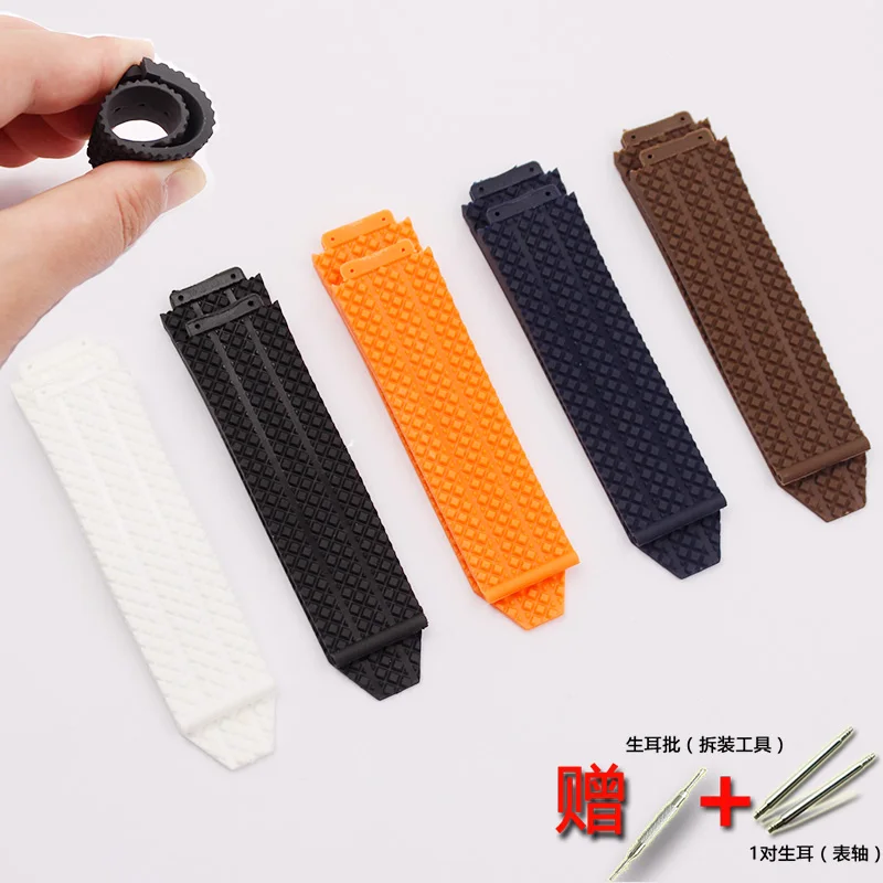 Watch Accessories 17mmx25mm Suitable for HUBLOT Series Women's Silicone Strap 22mm Folding Buckle Rubber Men's Sports Strap