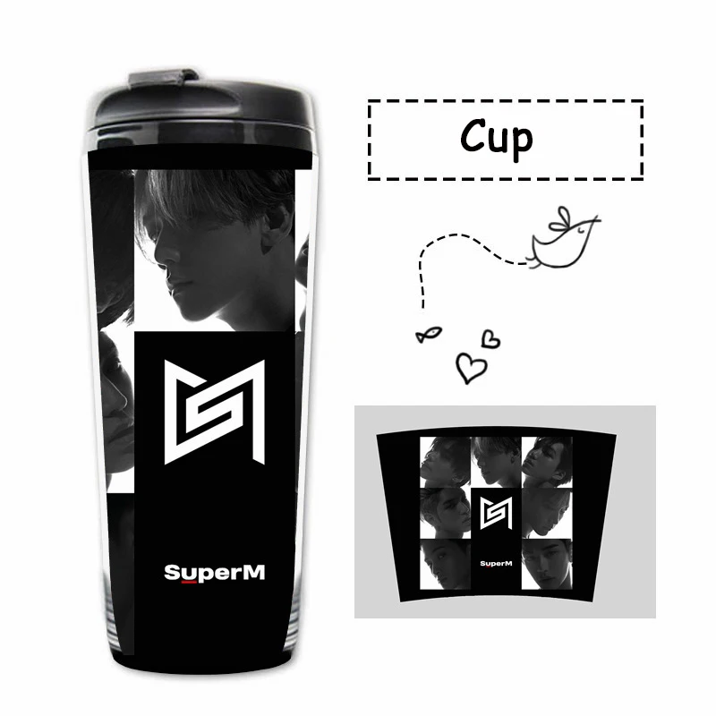 Kpop SuperM первый мини альбом водная чашка SuperM BAEKHYUN KAI TAEYONG TAEMIN десять кривая чашка с двойными стенками пластиковая чашка вентиляторы коллекция