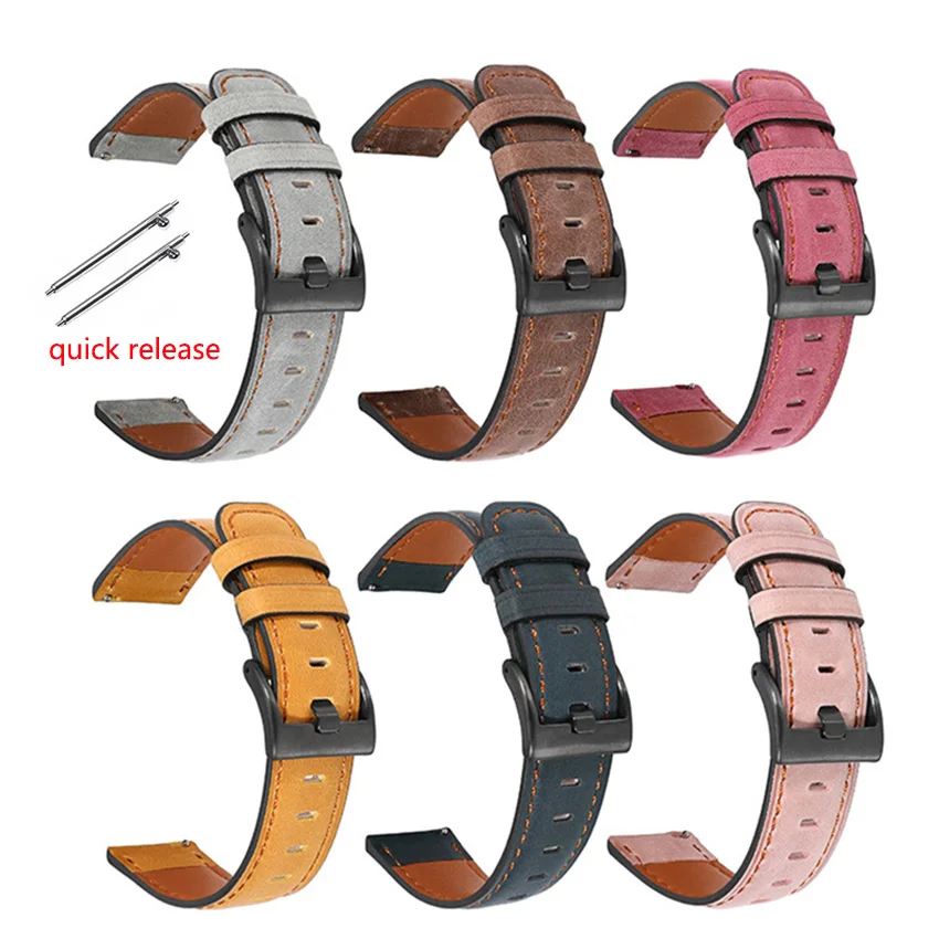 

20 22MM Quick Release Straps For Samsung Galaxy 42MM 46MM gearS2 S3 Active 2 Watch Band Huawei gt2 pro Vintage oil wax Wristband
