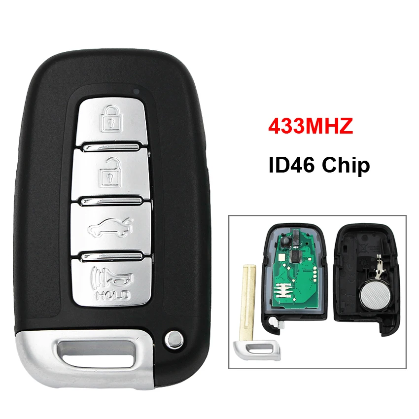 4 кнопки Smart Remote Автомобильный ключ 433 МГц ID46 PCF7952 чип Uncut Blade для Hyundai IX35 IX45 Elantra Sonata
