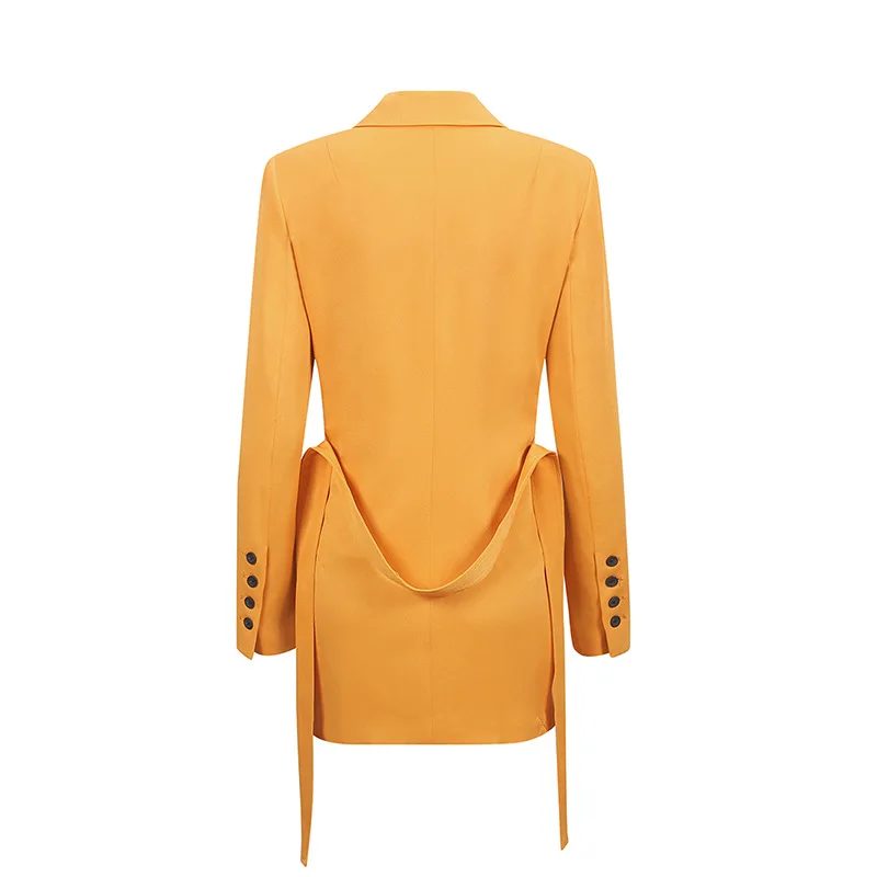 Fitaylor новинка весенне-осенние офисные женские двубортные блейзеры на шнуровке