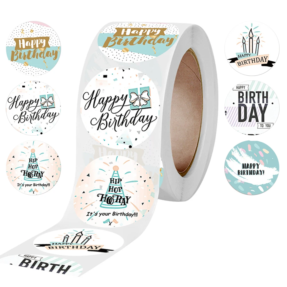 

500PCS Happy Birthday Stickers Birthday Gift Decoration for Kids Gift Package Scrapbooking Stickers Sealing Label
