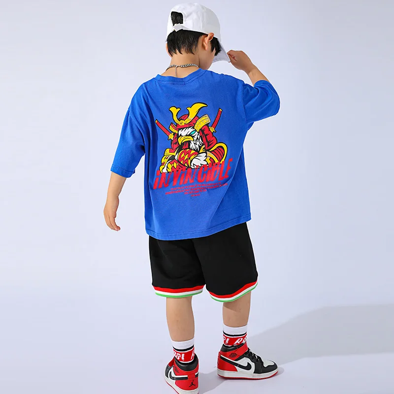 

2021 свободные шорты с коротким рукавом, одежда в стиле хип-хоп для детей, танцевальная одежда в стиле хип-хоп, Современная стандартная одежда ...