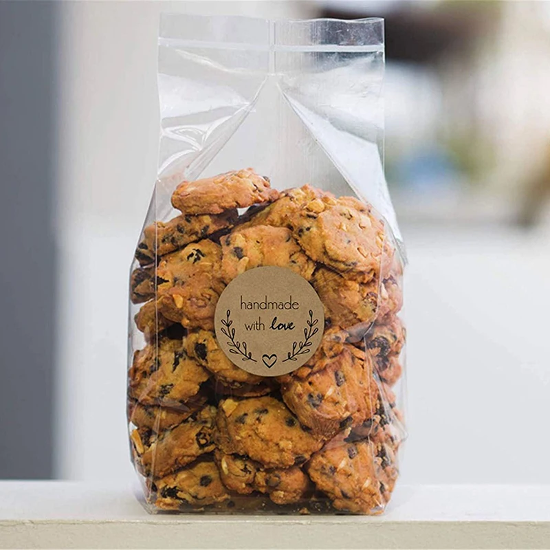 

500pcs Festival Cake Box Packaging Sticker Round Natural Kraft Handmade Self Adhesive Wedding Favor Gifts Box Label Kraft Papers
