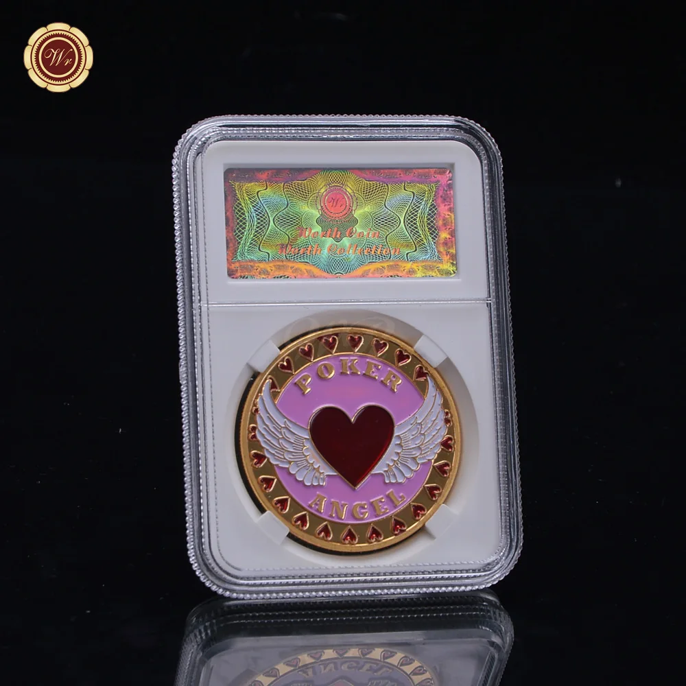 

WR Best Selling Cheap Challenge Coins Metal Art Crafts Engrave Casino Poker Angel Coin Metal Token Coin for Collection