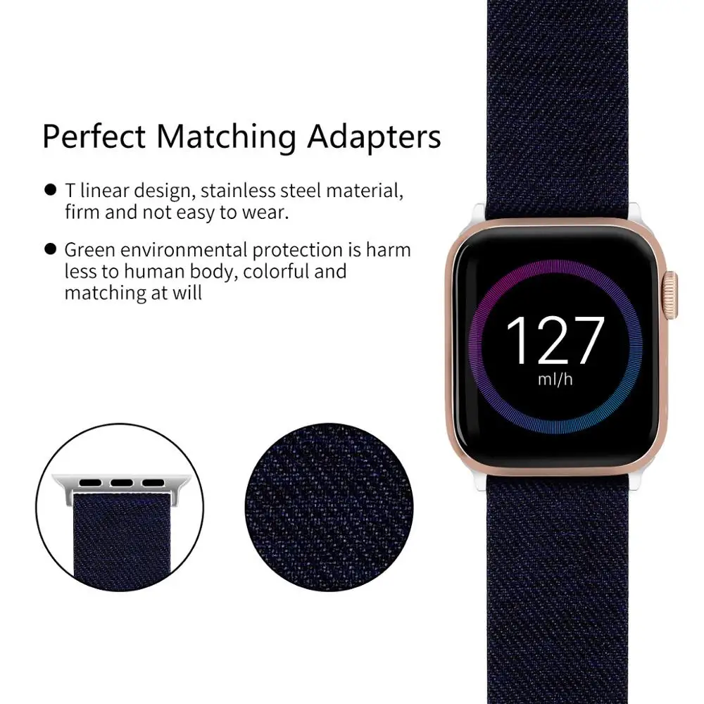 Ремешок тканевый для Apple Watch Band 44 мм/40 мм спортивный браслет iWatch 5 42 38 3 4 нейлоновый |
