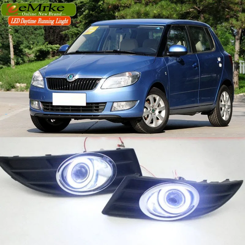 EeMrke для Skoda Fabia 2012 2013 2014 светодиодный Ангельские глазки DRL Габаритные огни