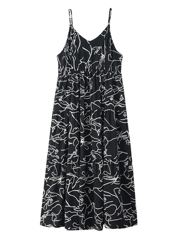 

Spaghetti Strap Women's Holiday Dress 2021 Summer New Geometric Print Plus Size Dresses Casual Loose Expansion Vestidos