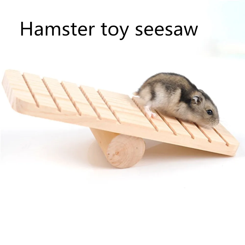 Hamster Golden Bear Wood Sports Toy Solid Seesaw Original Non-slip Molar Swing Pet toy hamster | Дом и сад