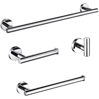 queexu chrome stainless steel round wall mounted hand towel bar toilet paper holder robe towel hooks bathroom accessories kit