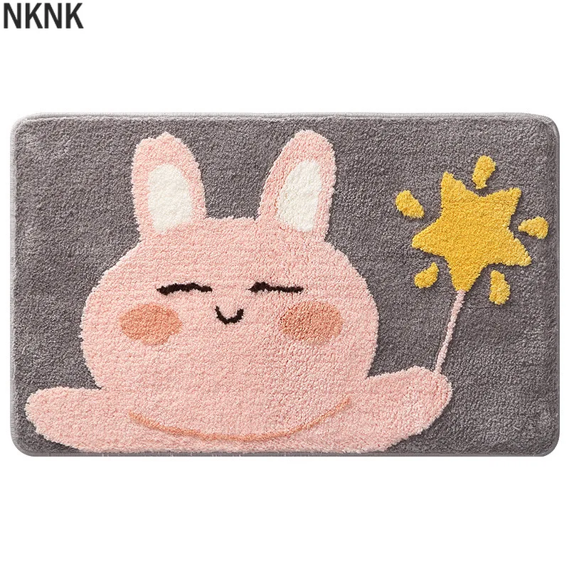 

Cute Animal Bath Mat Non-slip Flocking Bathroom Door Mat Absorbent Foot Mat Super Soft Thick and Comfortable Bathroom Rug Carpet