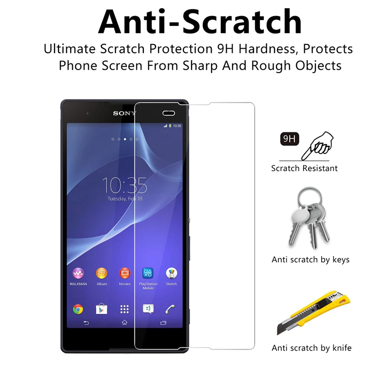 Smartphone Screen Protector for Sony C4 C5 C3 Dual Tempered Glass Toughed Protective Phone Film for Sony Xperia E4g E5 E4 E3 E1