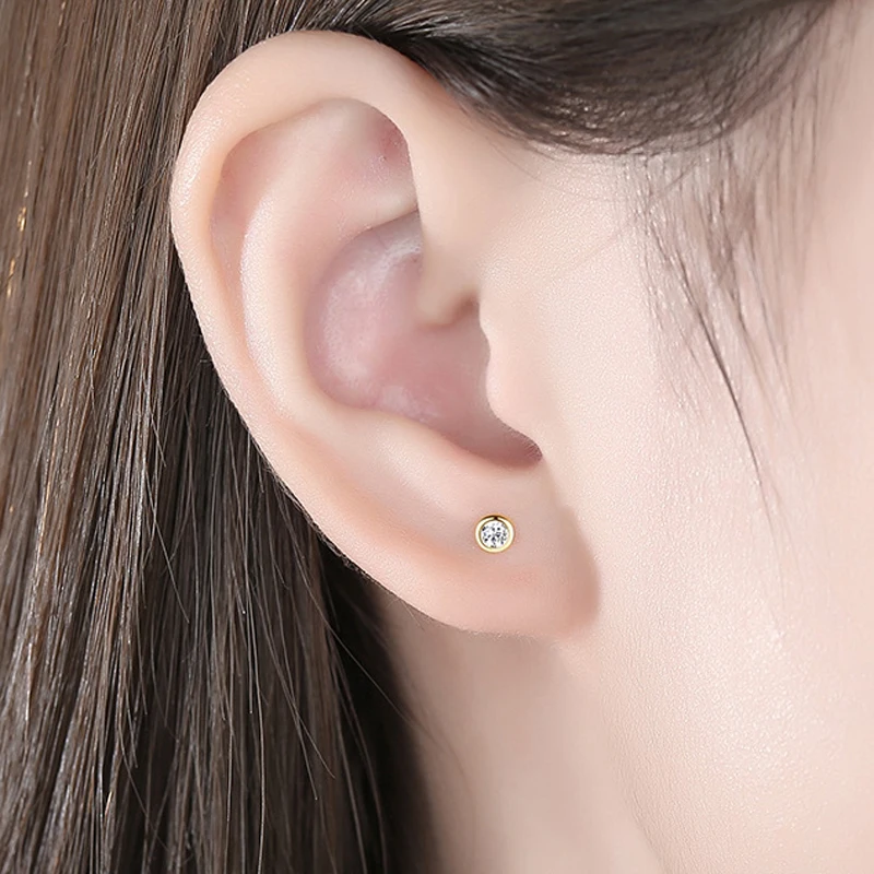 

Knobspin 100% 925 Sterling Silver Fashion Simple Wedding White Round High Carbon Diamond Charm for Woman Earrings Fine Jewelry