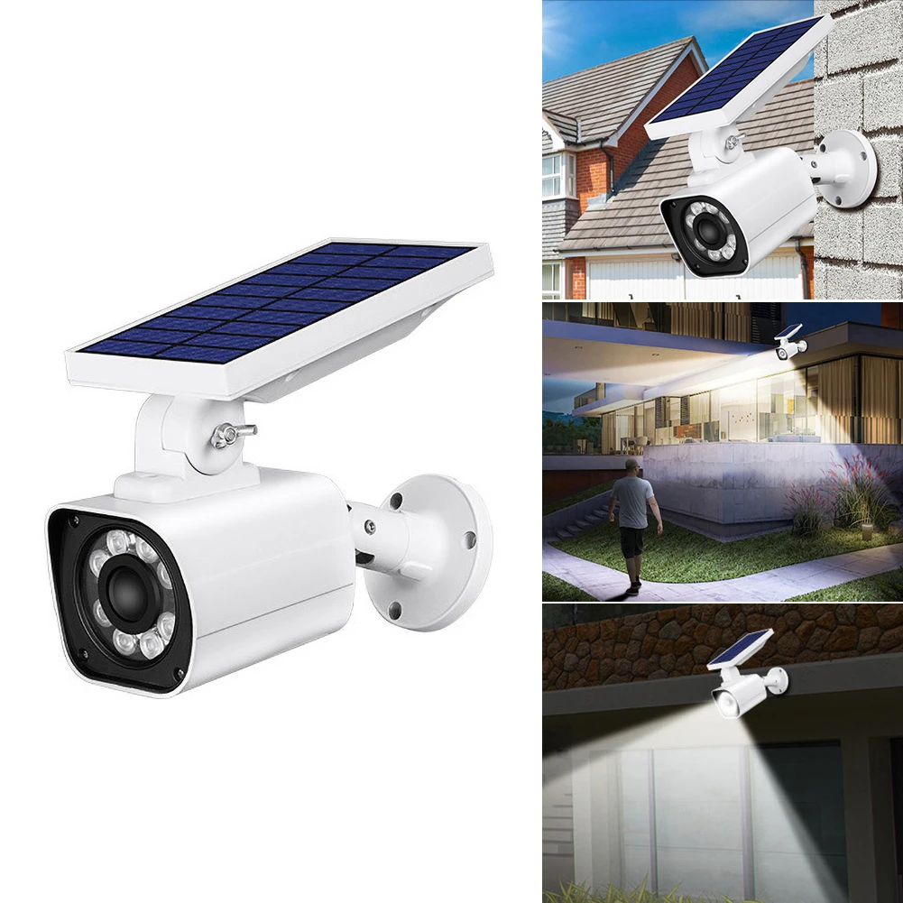 

Solar Powered Outdoor Motion Sensor Spot Light & Dummy Security Camera, 3 Modes, IP65, WaterProof, 8 Bright WhiteLEDs+1 red LED