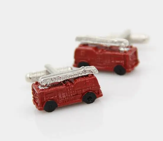 10 пар/лот Медь покрытие огонь запонки с грузовиком серебро/красный подъем