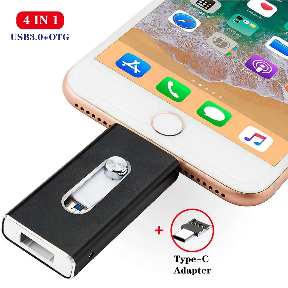 USB флэш-накопитель 4 в 1 для iphone 12/8/7/7plus/8/X/11, Usb/Otg/Lightning, 128 ГБ, 64 ГБ, флэш-накопитель для iOS, внешние устройства хранения