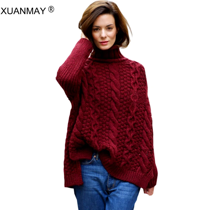 Осень 2020 Длинное платье-свитер с высоким воротником Мягкий теплый пуловер Свитер