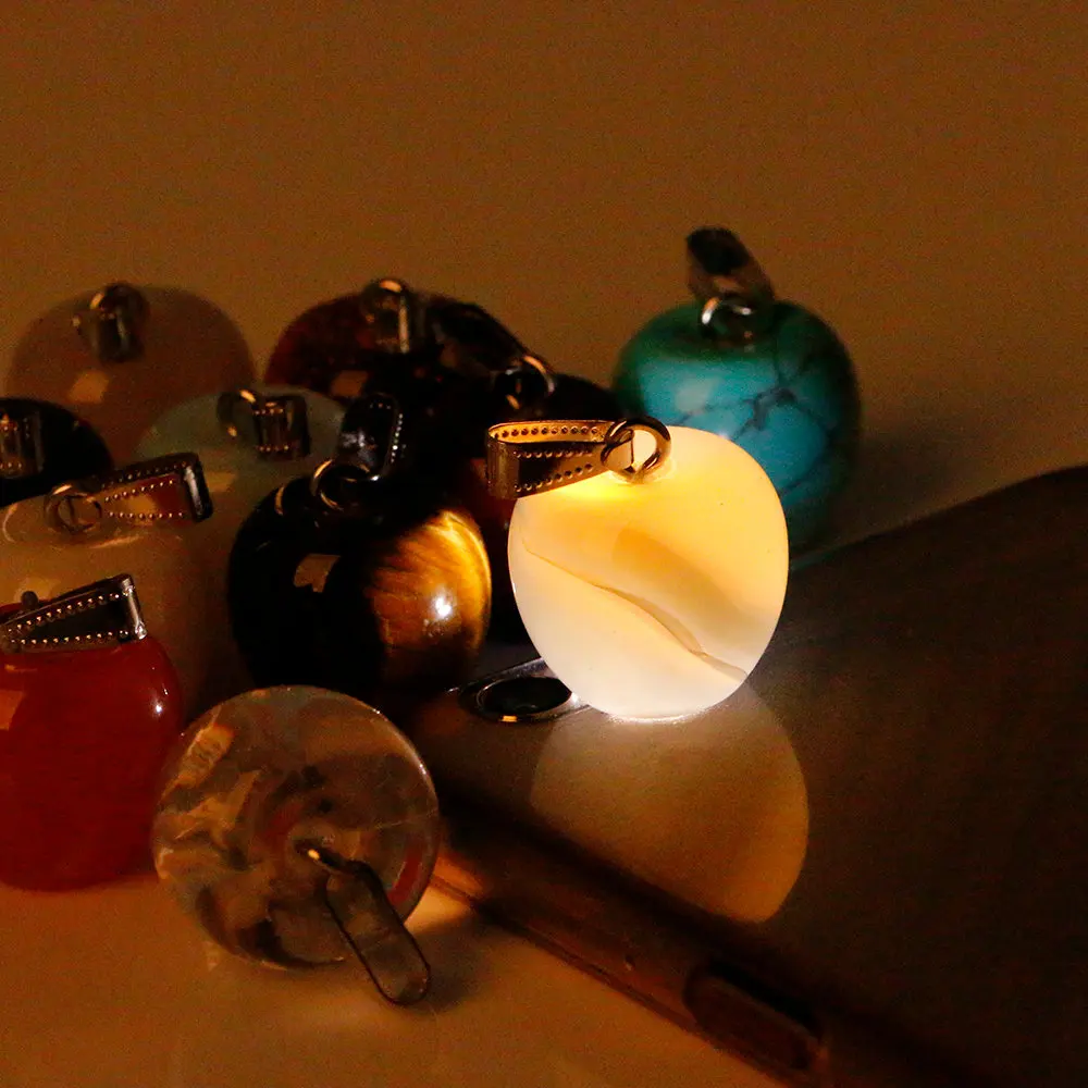 

Natural Semi-precious Stone Fashion Apple High Quality Colorful Pendant Box for Jewelry Making DIY Necklace Accessories 12pc/box