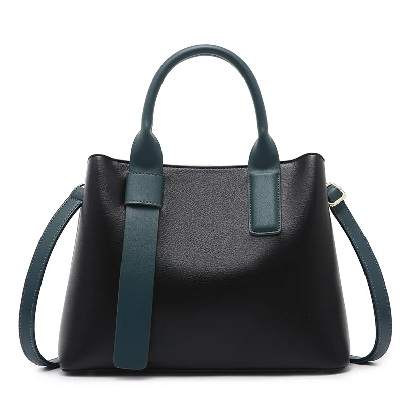 

Ladies 2021 new fashion zipper tote large capacity portable hit color wild one-shoulder messenger bag casual square box shape