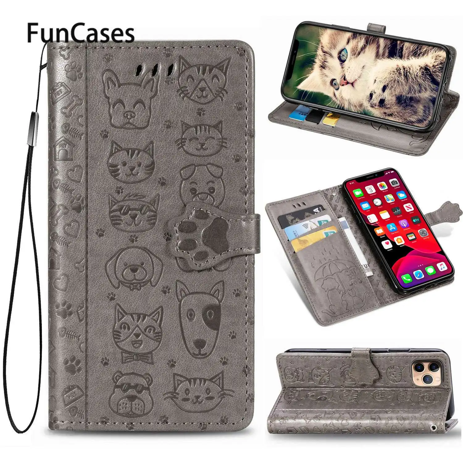 Милый чехол книжка из искусственной кожи с кошачьей головой для iPhone 7 Plus чехлы Apple