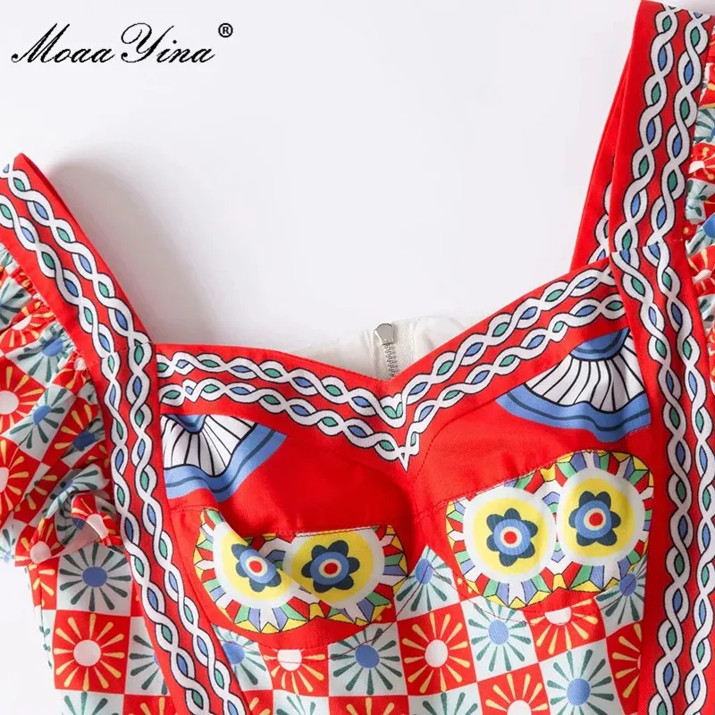 MoaaYina модное дизайнерское летнее платье для женщин с рукавом-бабочкой винтажное