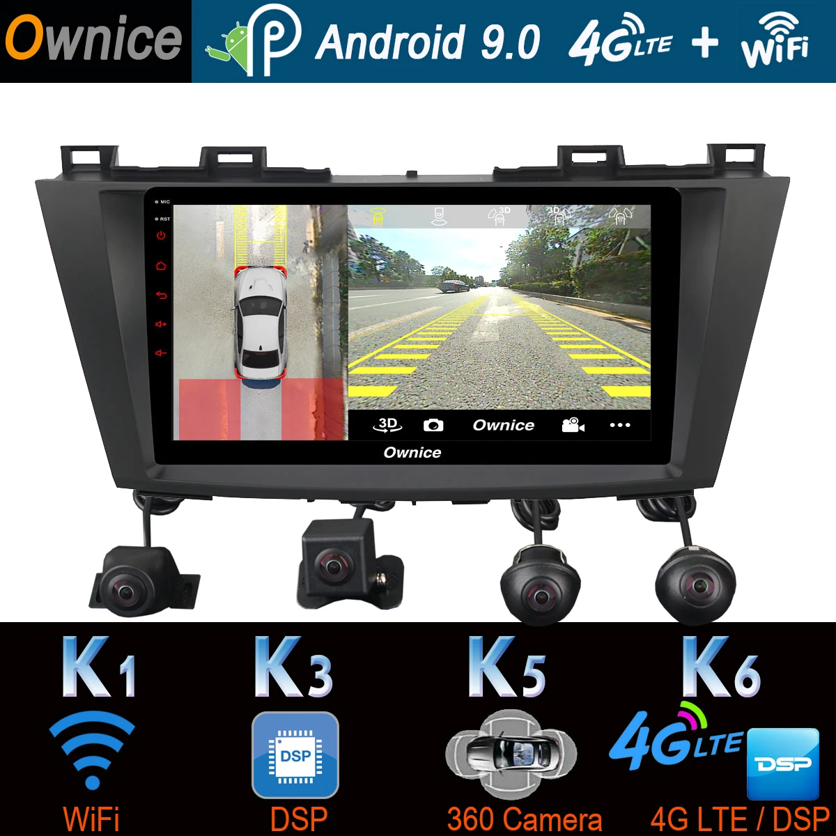 Автомобильный мультимедийный плеер 360 ° Android 9 0 8 ядер 4 Гб + 64 ГБ для Mazda 5 Premacy 2010 2015