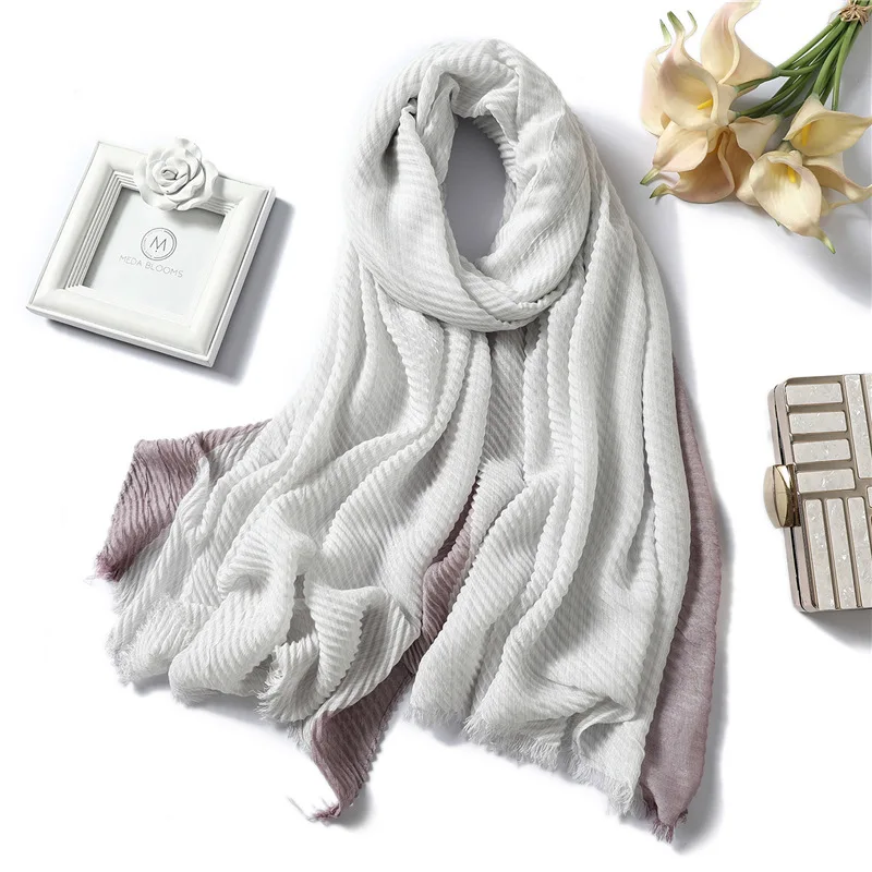 Элегантный хлопковый шарф модные плиссированные женские мягкие зимние теплые