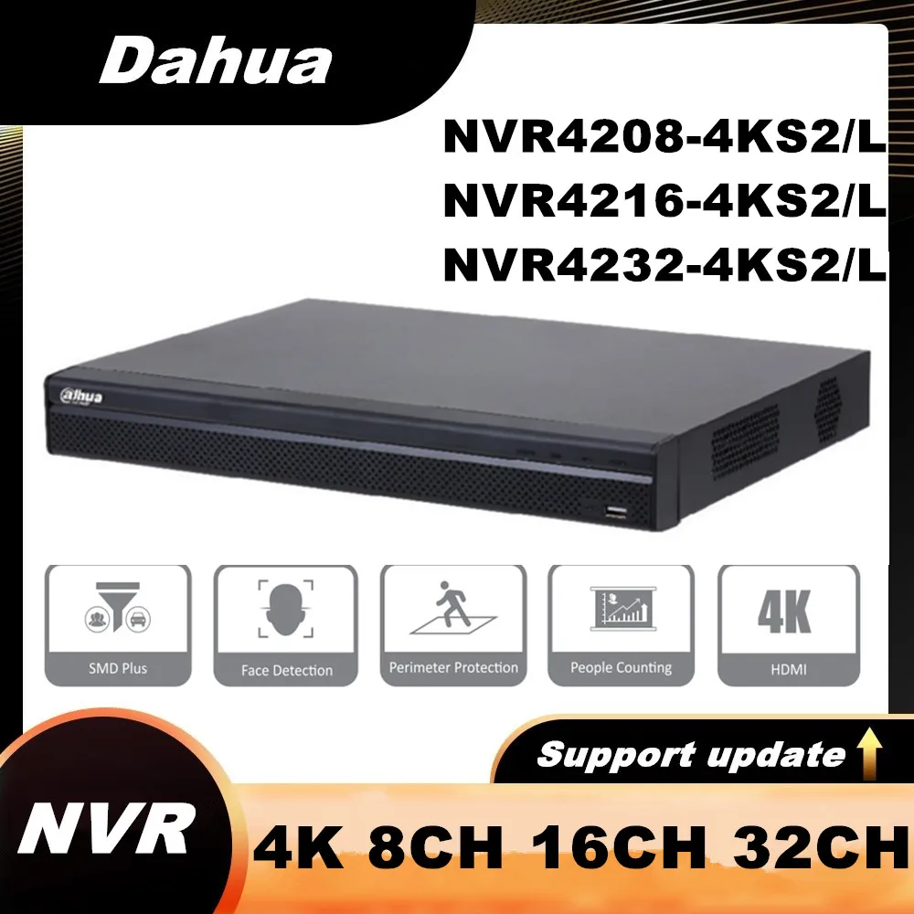 

Dahua 4K 1U 2HDD NVR NVR4208-4KS2/L NVR4216-4KS2/L NVR4232-4KS2/L Without PoE Ports 8/16/32CH Network Max Support 12mp IP Camera