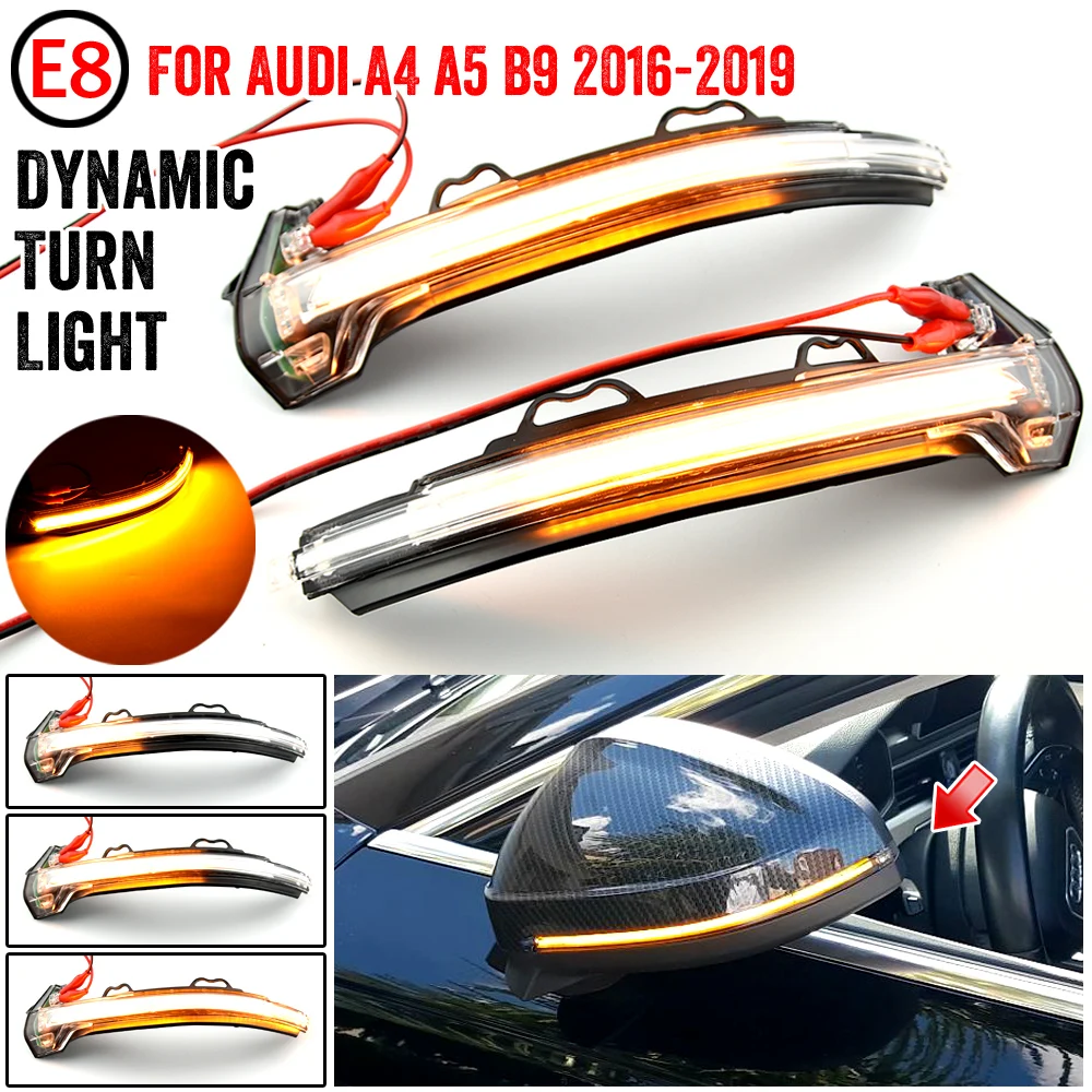 

Crystal Lens For Audi A4 S4 RS4 B9 2016-2019 A5 S5 RS5 Dynamic Turn Signal LED Light Side Mirror Indicator Sequential Blinker