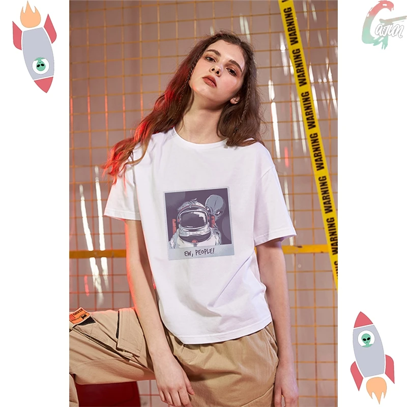 Лето 2020 Новый пришелец Харадзюку футболка с круглым вырезом панк эстетика