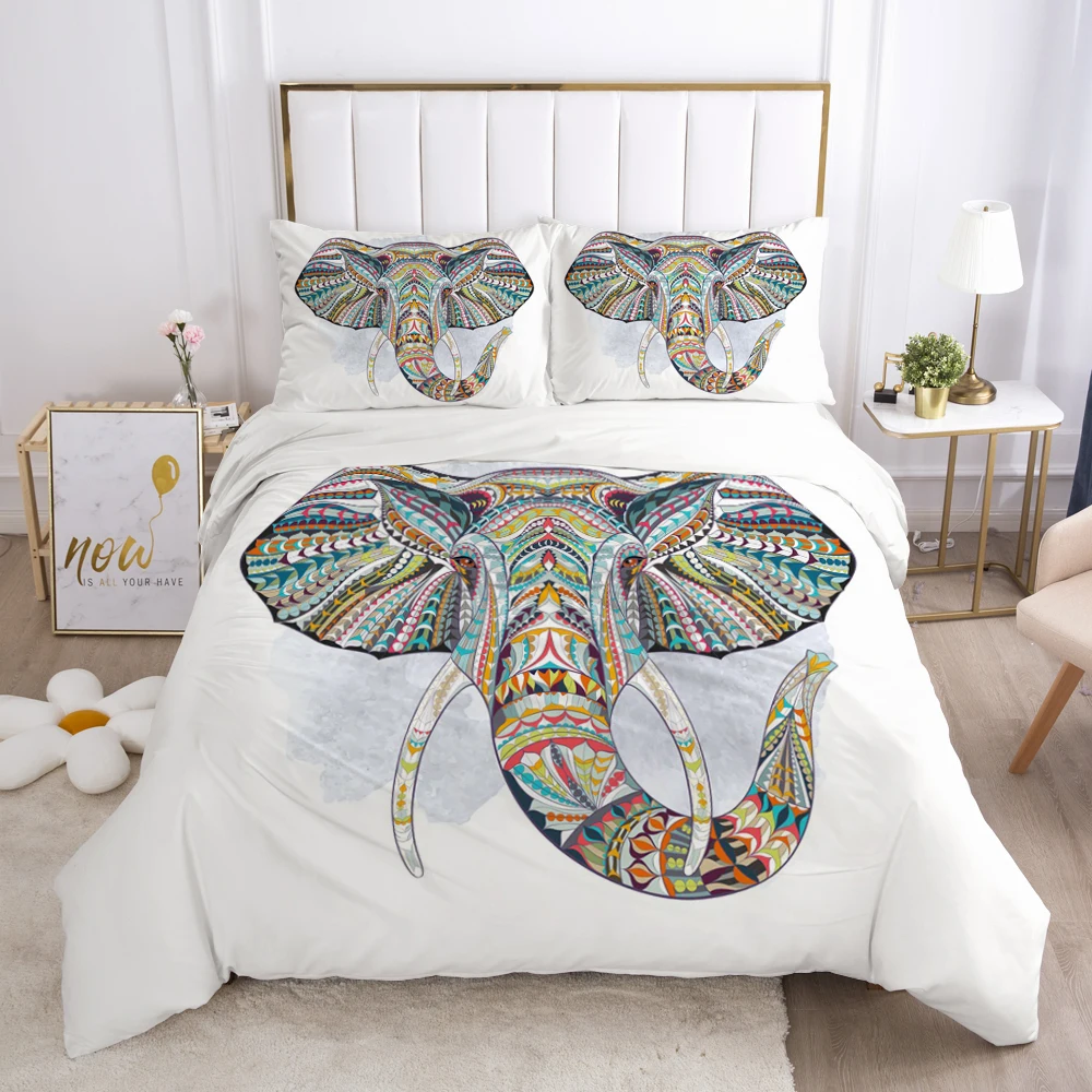

Customize 3D Bedding Sets Double Europe Size Duvet Cover Set Bohemia Elephant Quilt Case Pillowcases Bedclothes Drop Ship