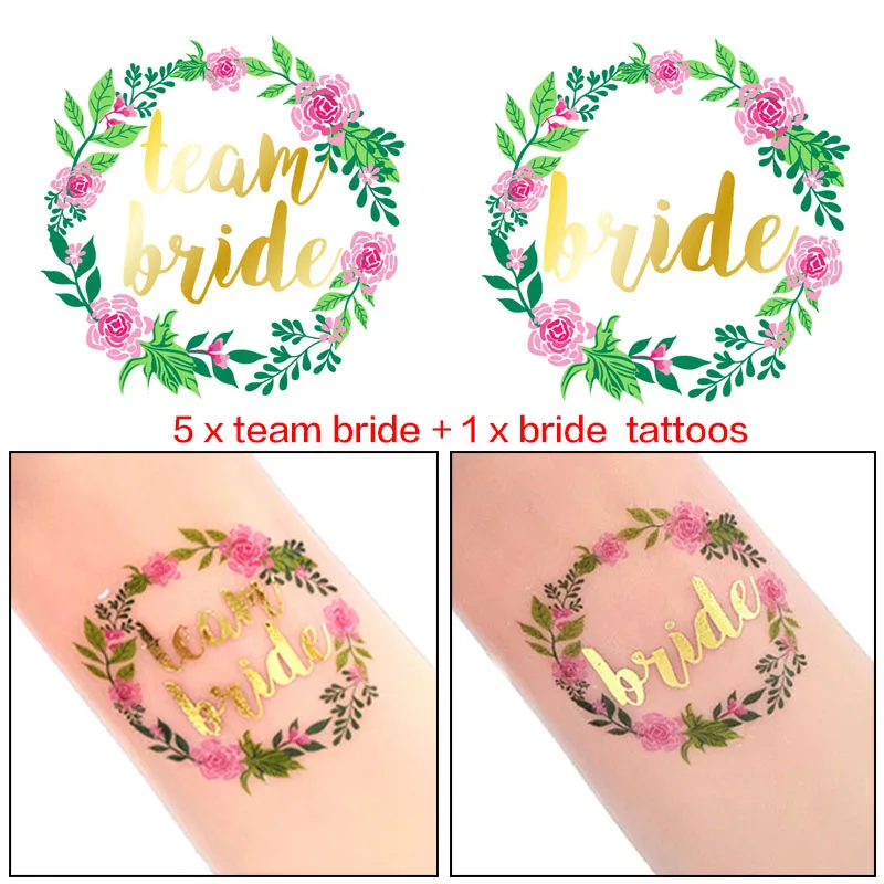 6 wedding tattoos 6 шт свадебный Обручение девичник вечерние украшения, с надписью "Bride To Be" створки девичник створки Свадебная вечеринка Свадебные Душ Поставки - Цвет: 6 wedding tattoos