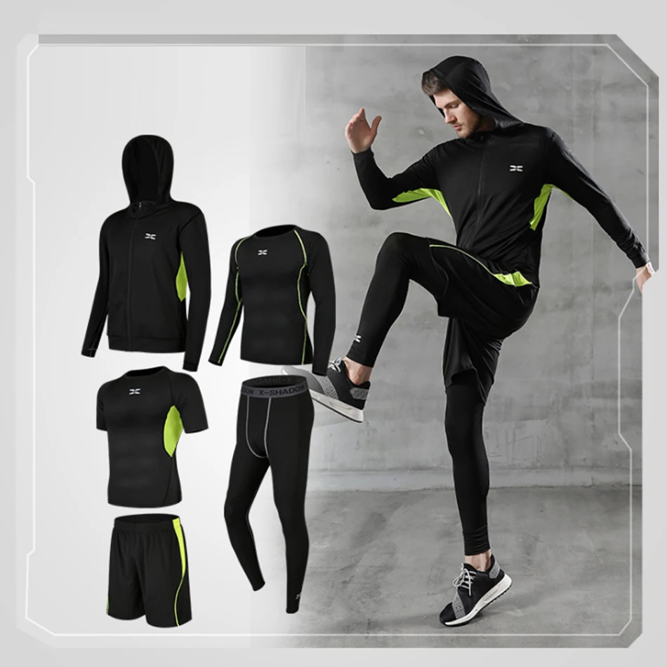 

2021 Men Sports Suit Sets Long Sleeve Running Quick Dry Basketball Gym Jogging Suit Sport Yoga Fitness Compression Clothing Set