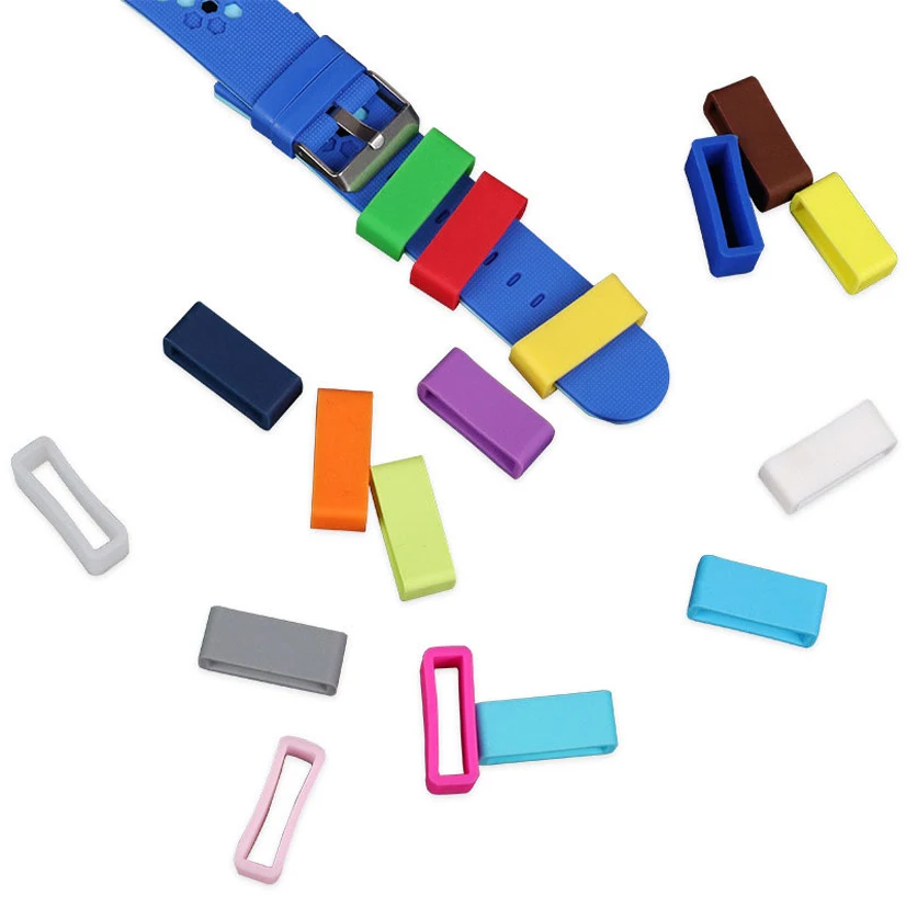 

5Pcs Silicone Watchband Ring Watch Strap Replacement Flexible Safety Loop Buckle Watch Accessories 22mm 24mm Colored