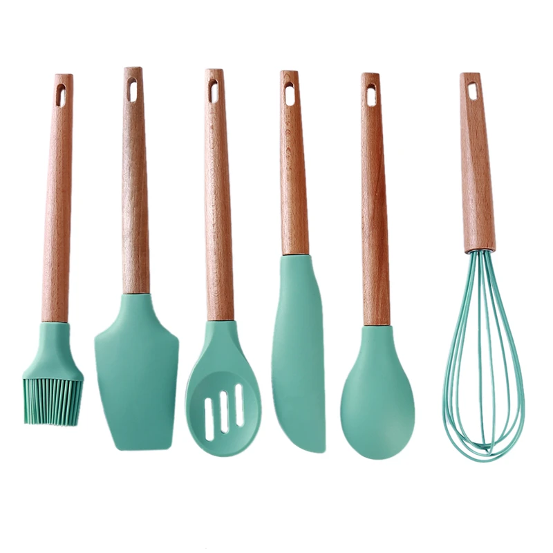 6 шт./компл. деревянная ручка силикон набор кухонных принадлежностей Совок