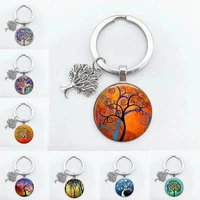 2021 fashion tree of life keychain retro handmade art keychain key ring party gift tree of life jewelry