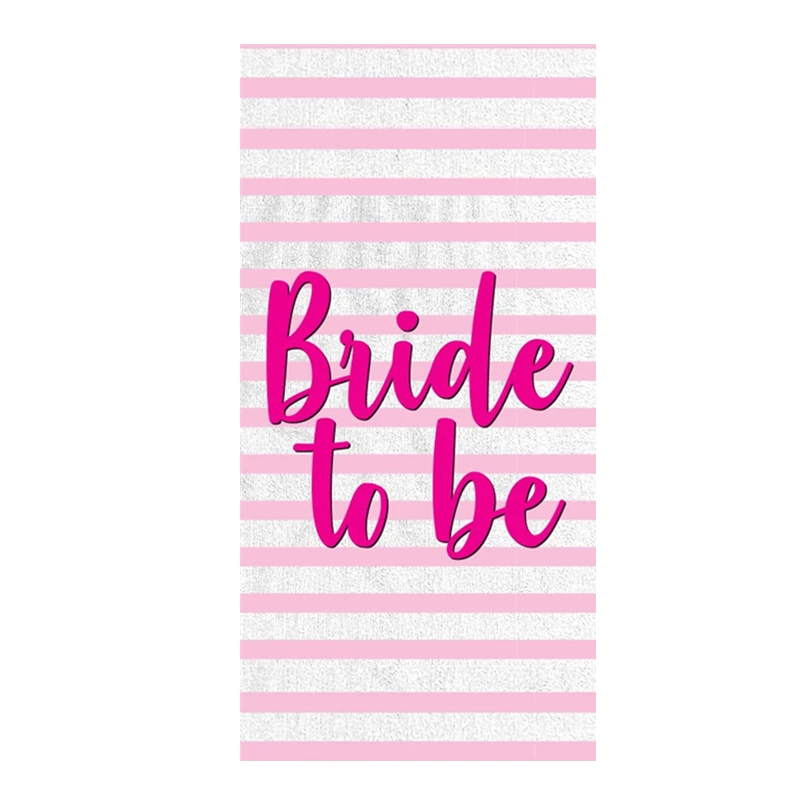 Trendy Pink Striped Bride To Be Beach Towel Microfiber Shower Towel Modern Wedding Hen Enagement Gifts for Fiancee Bridal Party