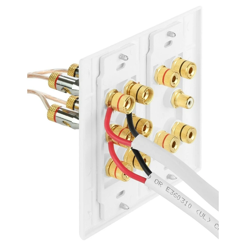 

5.1 2 Gang Speaker Wall Plate with RCA Banana Post for Surround Home Theater