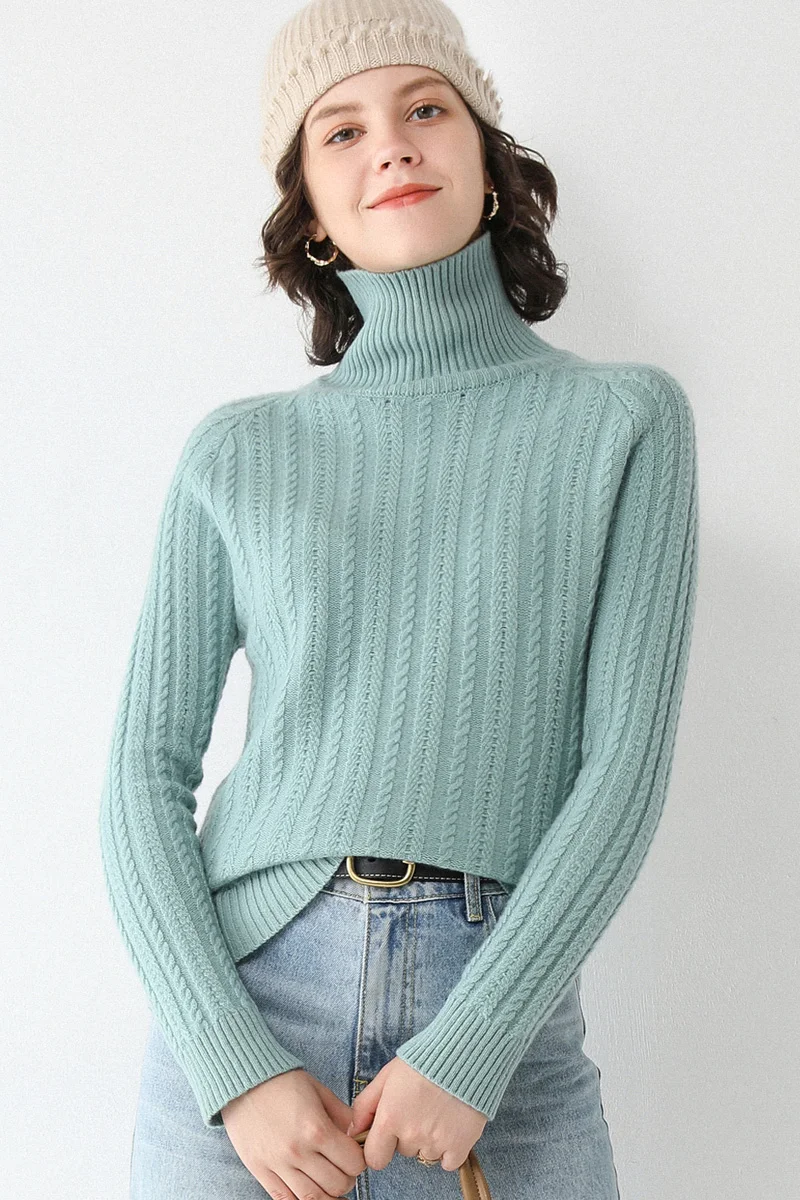 

Turtle neck women's autumn and winter 2020 new little cashmere sweater knitted twist wool slim wearing bottoming shirt