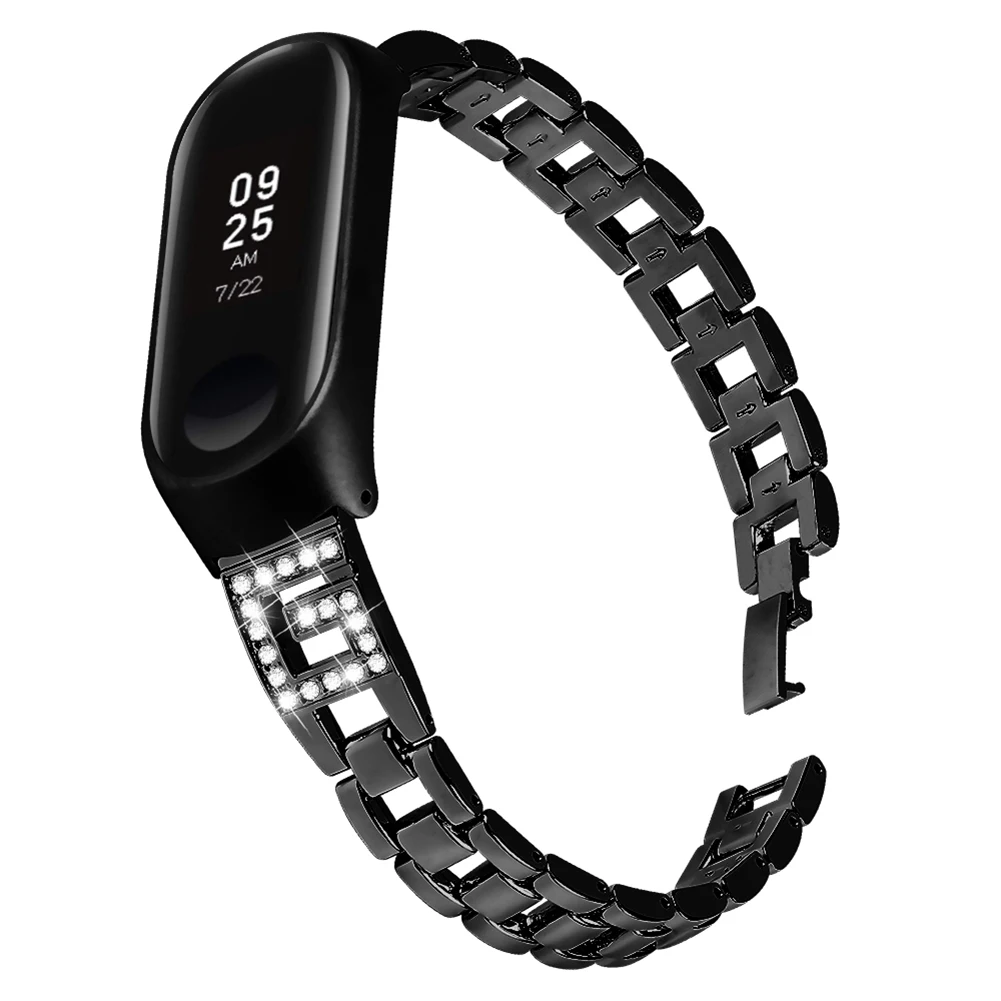 Ремешок из нержавеющей стали для смарт часов Xiaomi Mi Band 3 4 металлический сменный