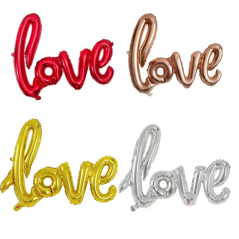 50 шт в наборе связывающий письмо шары лигатуры LOVE Фольга шарики для свадебного