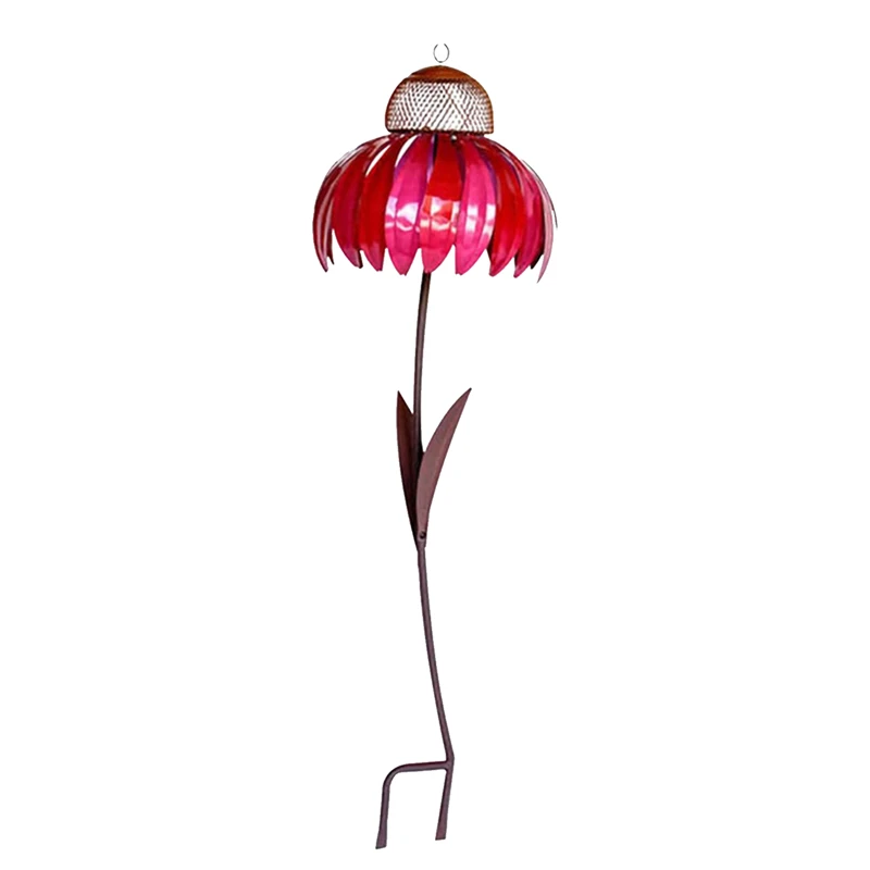 

Sensation Pink Coneflower Bird Feeder Outside Rust Resistant Garden Art Metal Birdfeeder with Stand Humming Bird Feeders W4642